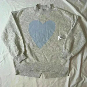 Old Navy Girls Cocoon Mockneck Graphic Sweatshirt Blue Heart Gray Size Medium 8